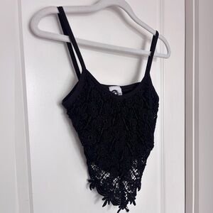 5th & Ocean Black Lace Crop Top Swim Cover up